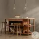 Indira Smoked Acacia And White Marble Kitchen Island