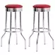 Theodore Red And Chrome Upholstered Top Bar Stool Set of 2