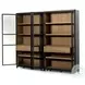 Millie Matte Black 4 Glass Door Double Cabinet