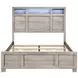 Everett Melamine Gray Queen Storage Panel Bed with USB Charging and LED