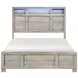 Everett Melamine Gray Queen Storage Panel Bed with USB Charging and LED