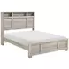 Everett Melamine Gray Queen Storage Panel Bed with USB Charging and LED