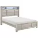 Everett Melamine Gray Queen Storage Panel Bed with USB Charging and LED