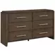 Emmett Dark Walnut 6 Drawer Dresser