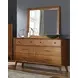 American Modern Cinnamon 6 Drawer Dresser with Rectangular Mirror