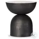 Corbett Creamy Taupe Marble Round End Table