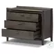 Glenview Cracked Smoked Black Oak 3 Drawer Nightstand