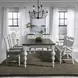 River Place Riverstone White and Tobacco Upholstered 6 Piece Extendable Rectangular Dining Set