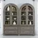River Place Riverstone Gray and Tobacco 2 Glass Door Bunching Curio with LED Set of 2