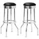 Theodore Black And Chrome Upholstered Top Bar Stool Set of 2
