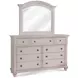 Sedona Cobblestone White 7 Drawer Dresser and Arched Mirror