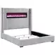 Fitzroy Gray California King Upholstered Low Profile Bed with Electric Fireplace