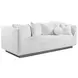 Claudette Cream Bench Seat 95" Sofa with Throw and Ball Pillow