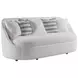 Genevieve Ivory Bench Seat 87" Sofa with Ivory and Stripes Pillows