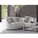 Genevieve Ivory Bench Seat 87" Sofa with Ivory and Stripes Pillows