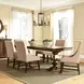 Armand Antique Brownstone and Beige Upholstered 7 Piece Extendable Dining Set with Nailhead Trim