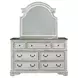 Magnolia Manor Antique White and Weathered Bark 7 Drawer Dresser with Mirror