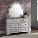 Magnolia Manor Antique White and Weathered Bark 7 Drawer Dresser with Mirror