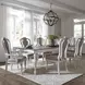 Camellia Manor Antique White and Weathered Bark Upholstered 7 Piece Extendable Leg Dining Set