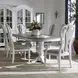 Magnolia Manor Antique White and Weathered Bark Upholstered 7 Piece Extendable Double Pedestal Base Dining Set