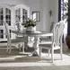 Magnolia Manor Antique White and Weathered Bark Upholstered 5 Piece Extendable Double Pedestal Base Dining Set