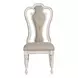 Magnolia Manor Antique White and Weathered Bark Upholstered 5 Piece Extendable Pedestal Base Dining Set