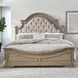 Camellia Manor Weathered Bisque and Tweed Taupe Mist California King Upholstered Panel Bed