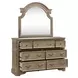 Camellia Manor Weathered Bisque 7 Drawer Dresser with Mirror