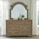Camellia Manor Weathered Bisque 7 Drawer Dresser with Mirror