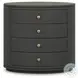 Amelia Dark Green Lacquered Linen Oval 4 Drawer Nightstand