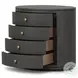 Amelia Dark Green Lacquered Linen Oval 4 Drawer Nightstand