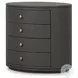 Amelia Dark Green Lacquered Linen Oval 4 Drawer Nightstand