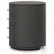 Amelia Dark Green Lacquered Linen Oval 4 Drawer Nightstand
