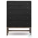 Fiona Black Raffia Tall 5 Drawer Dresser