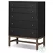Fiona Black Raffia Tall 5 Drawer Dresser