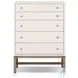 Fiona Ivory Painted Raffia Tall 5 Drawer Dresser