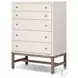 Fiona Ivory Painted Raffia Tall 5 Drawer Dresser