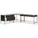 Trey Black Poplar Wide Filing Cabinet Desk System