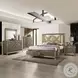 Skylar Synthetic Leather and Dark Champagne Eastern King Upholstered Panel Bed with Storage and LED
