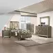 Skylar Beige and Dark Champagne Full Upholstered Storage Panel Bed with LED