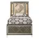 Skylar Beige and Dark Champagne Upholstered Storage Youth Panel Bedroom Set with LED