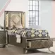 Skylar Beige and Dark Champagne Upholstered Storage Youth Panel Bedroom Set with LED