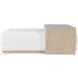 Hudson Ivory and Gray Wash Upholstered Rectangular Ottoman with Cocktail Table Top