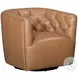 Maelis Caramel Brown Leather Swivel Chair