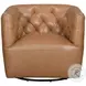Maelis Caramel Brown Leather Swivel Chair
