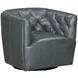 Mira Forest Green Leather Upholstered Swivel Accent Chair
