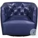 Maelis Blue Leather Swivel Chair