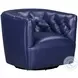 Maelis Blue Leather Swivel Chair