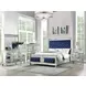 Varian Blue and Silver King Upholstered Panel Bed with Nailhead Trim