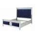 Varian Blue and Silver King Upholstered Panel Bed with Nailhead Trim